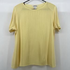 VINTAGE Exclusively Misook Size L Yellow Knit Ribbed Top Late 80s Early‎ 90s